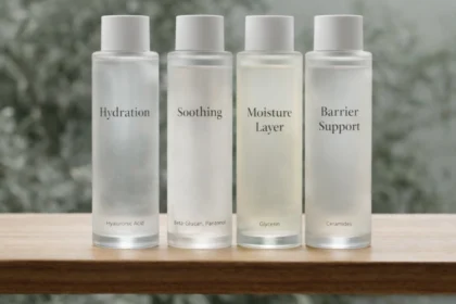 Hydrating Korean toner bottles with moisture and barrier-supporting ingredients