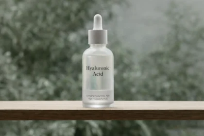 Hyaluronic acid hydration serum in minimalist Korean skincare packaging