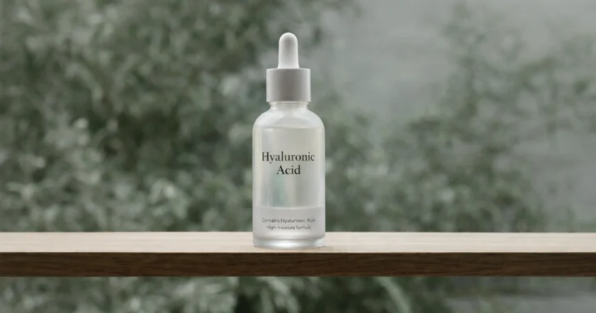 Hyaluronic acid hydration serum in minimalist Korean skincare packaging